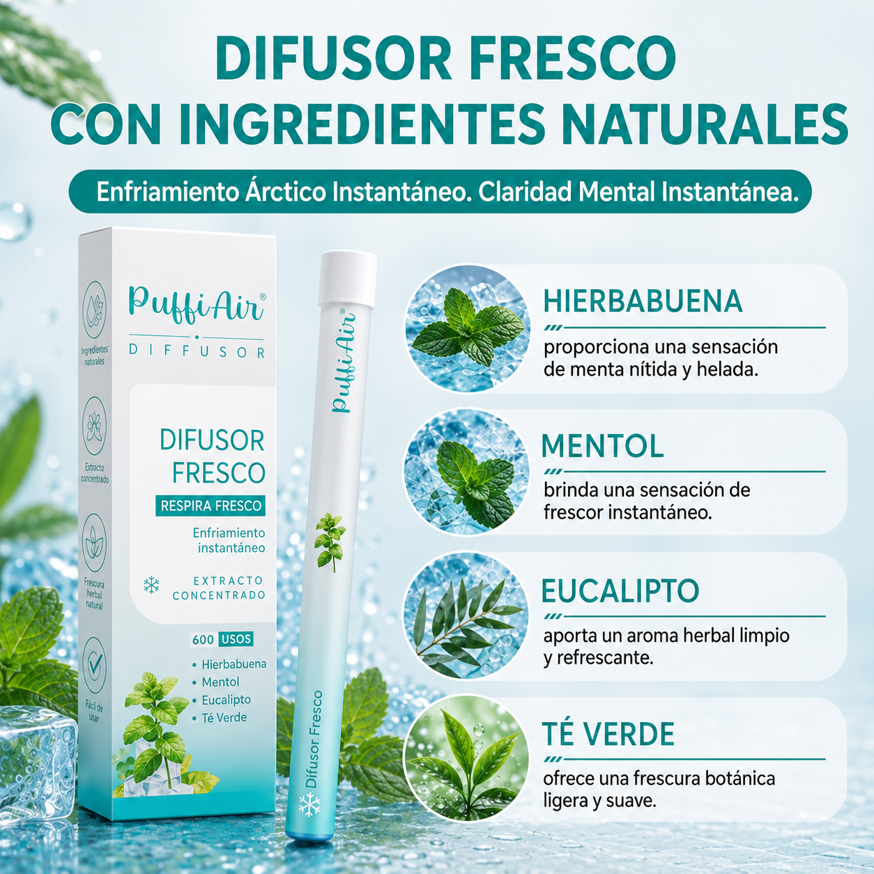 Difusor Herbal Refrescante - Hasta 600 Inhalaciones