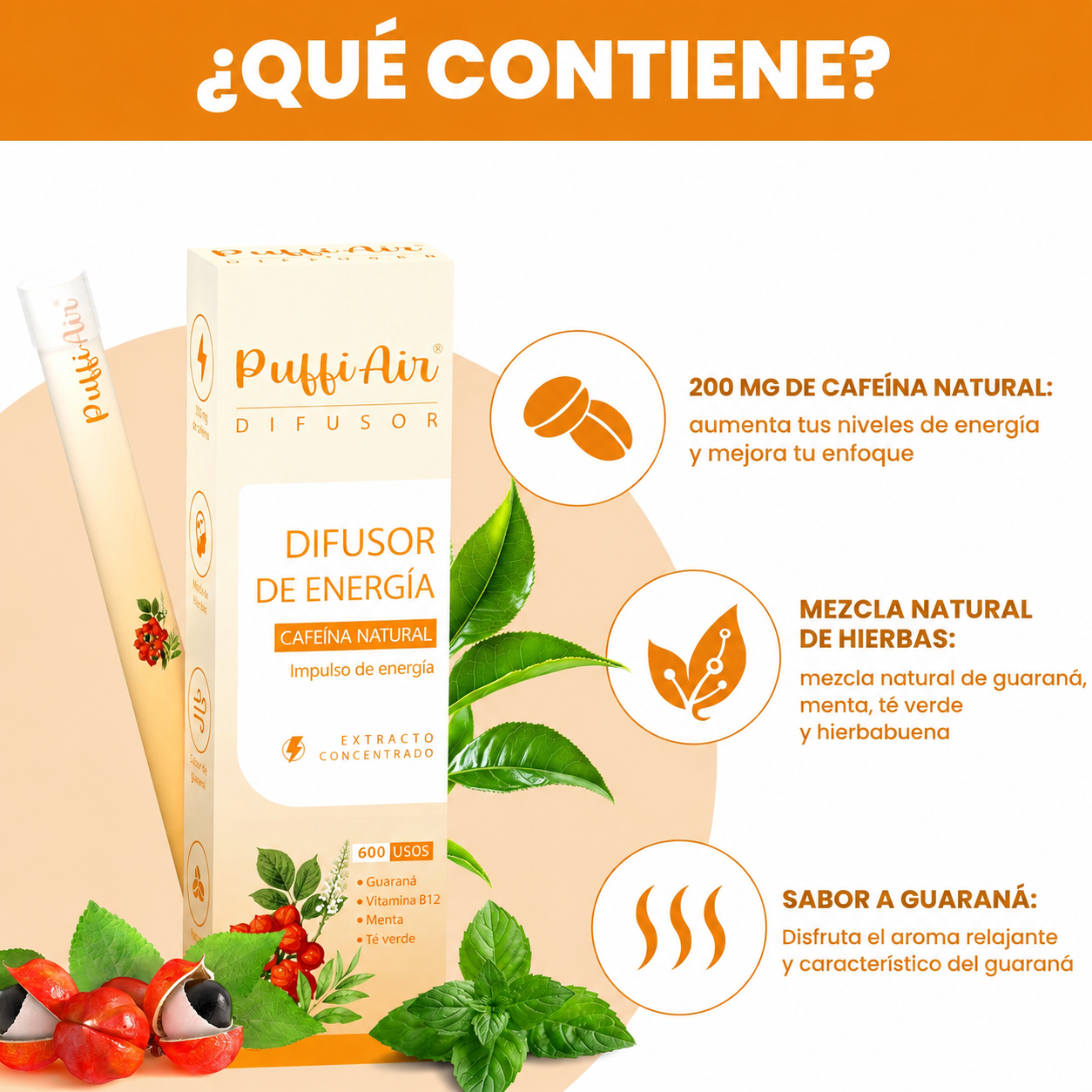 Difusor Herbal Energizante - Hasta 600 Inhalaciones